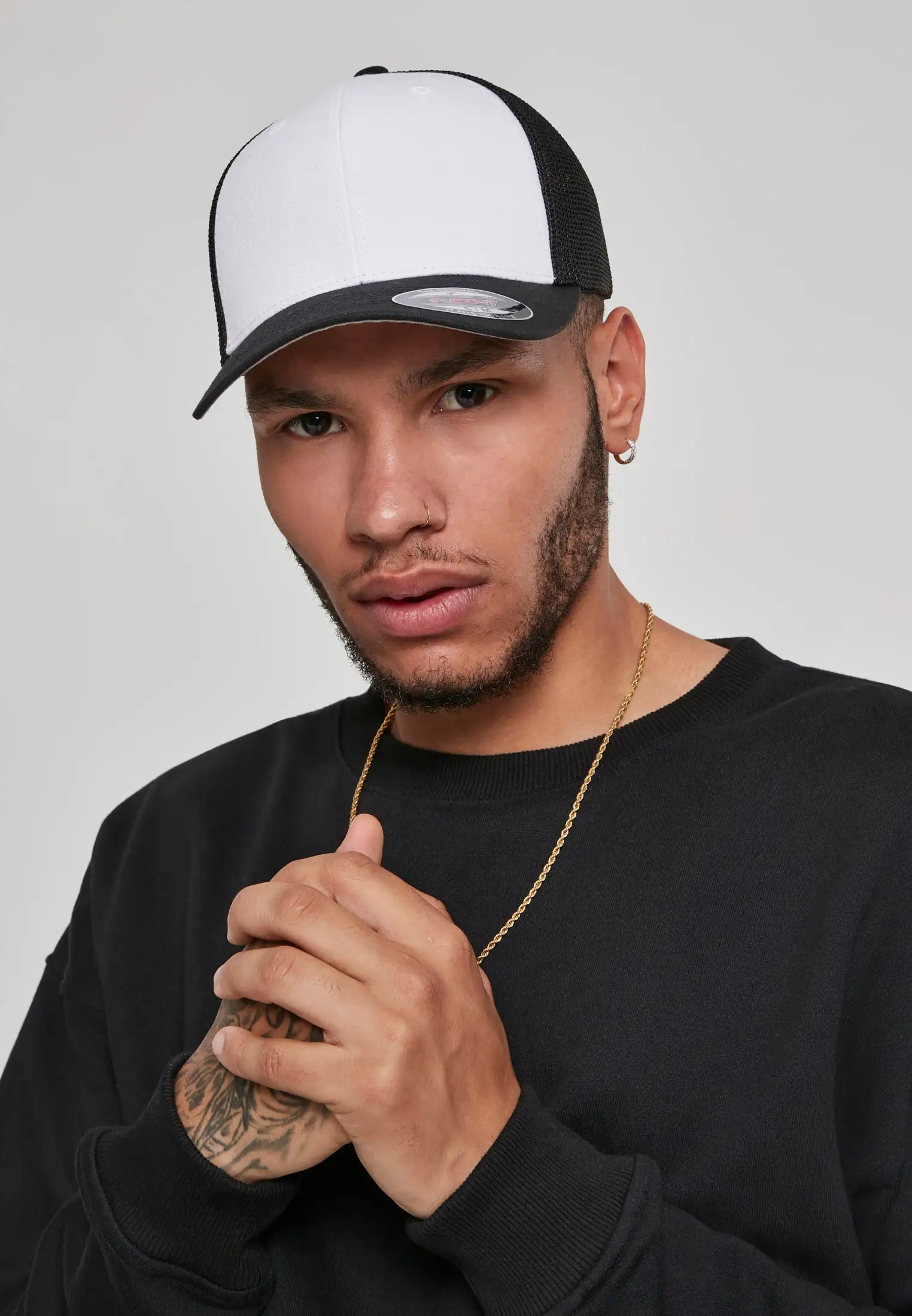 KreativProfilering Flexfit Caps 6511CF Black/White L/XL - Bilde 4