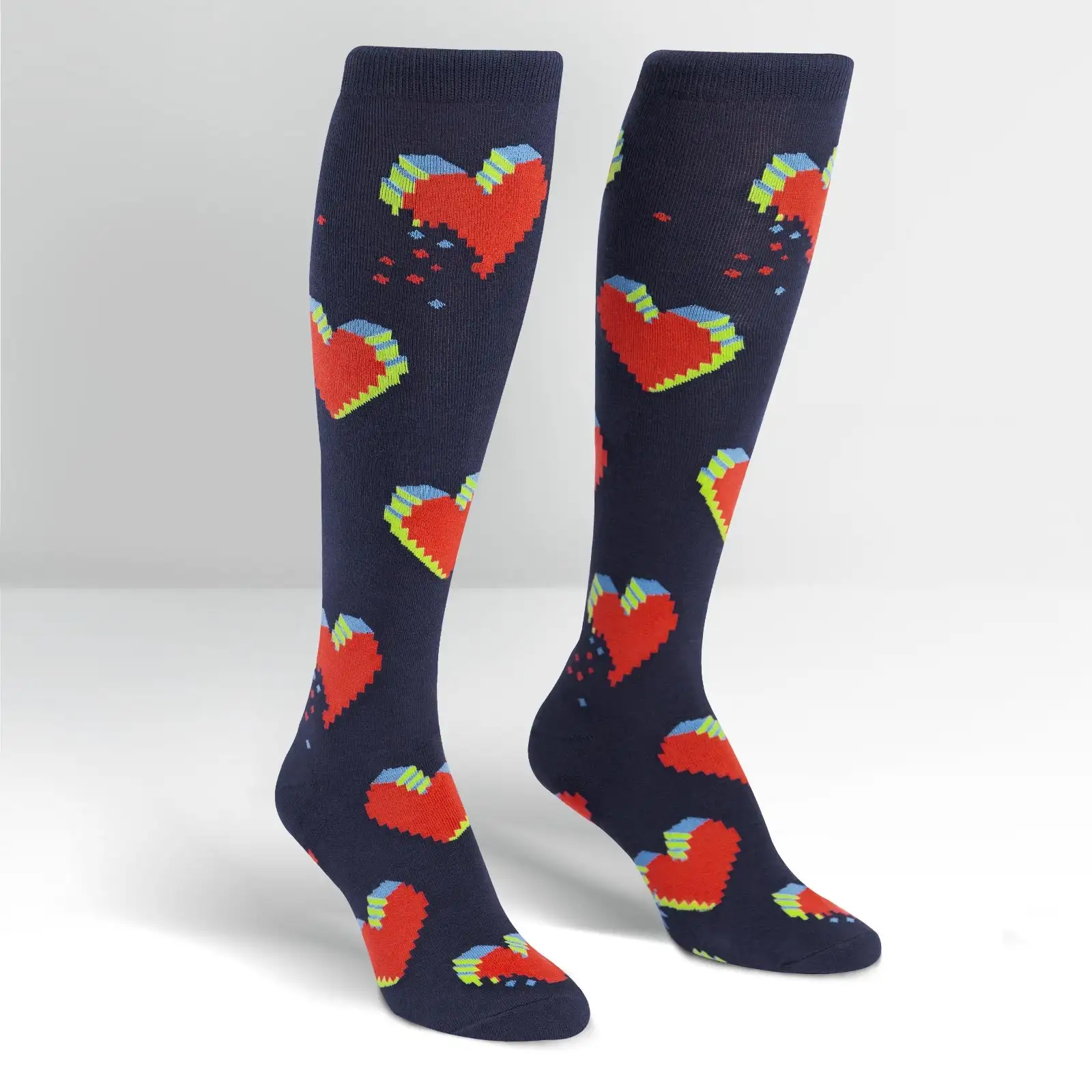 SockItToMe Knee High Funky - Pixelated Hearts