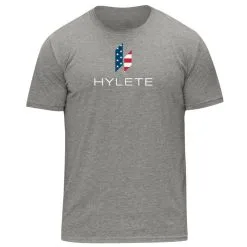 HYLETE Stacked Tri-blend Crew (Heather Gray/USA)