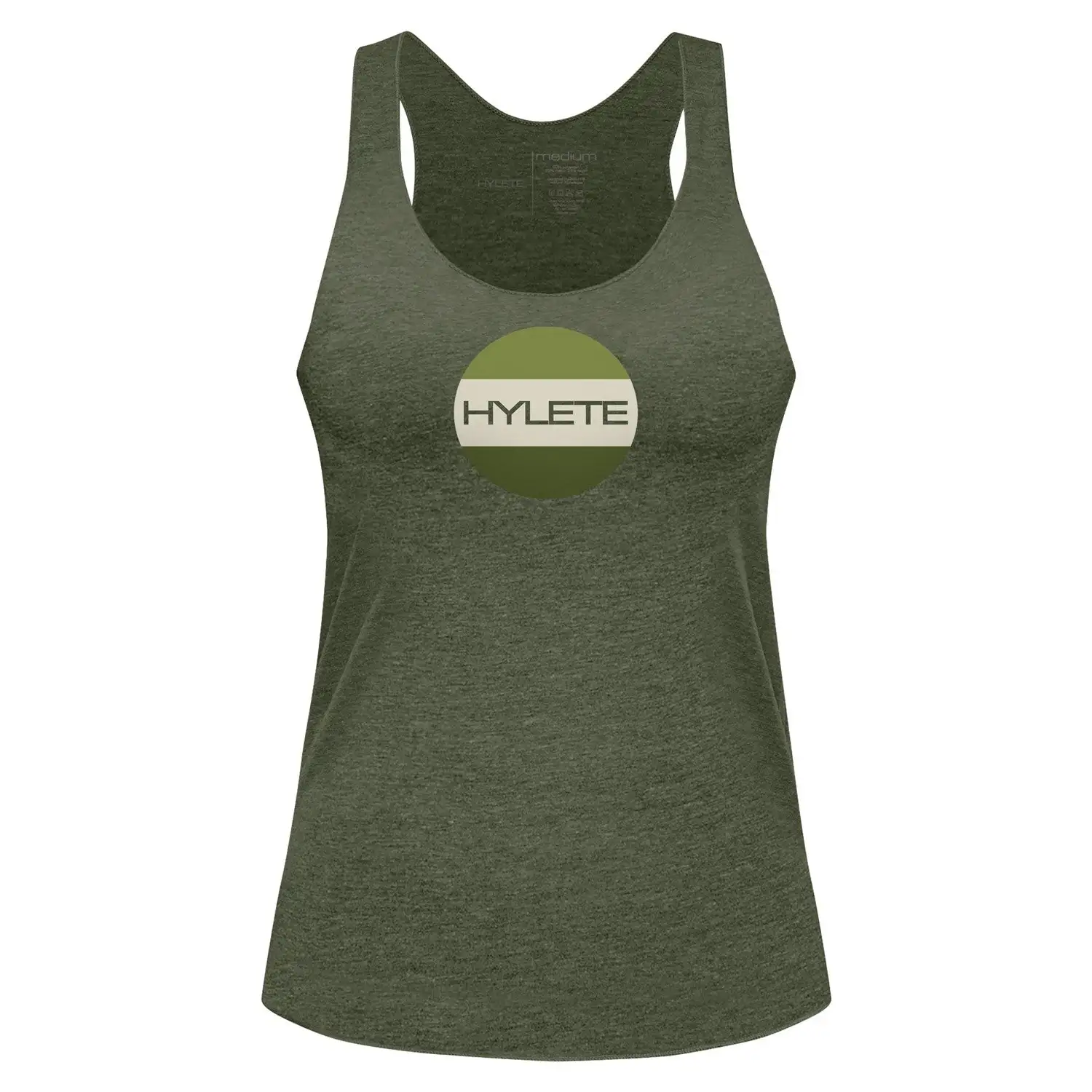 HYLETE Womens Trinity Tri-blend Tank (Vintage Olive/Oatmeal)