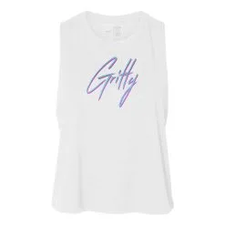 HYLETE Gritty Crop Tank (White/Blue)