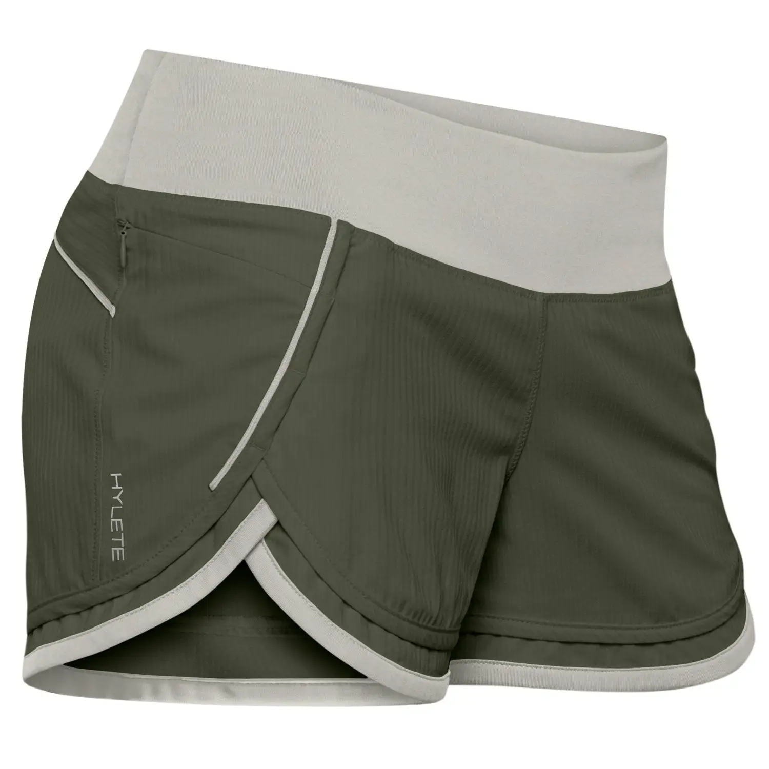 HYLETE Womens Iris Scallop Short (Olive/Oeatmeal) - Bilde 14