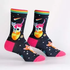 SockItToMe Womens Crew - Space Cats