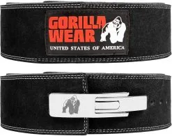 Fitnessgrossisten Gorilla Wear 4 Inch (10cm) Leather Lever Belt, Black